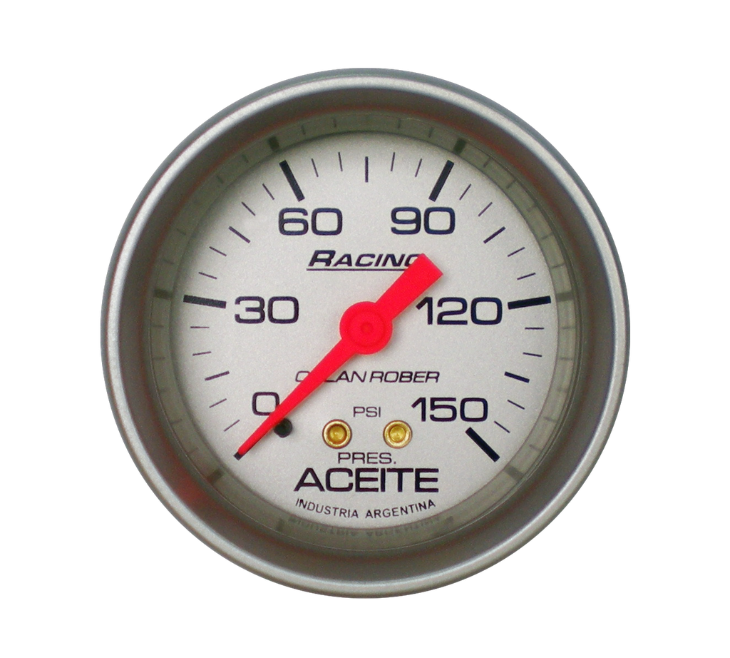 Manómetro de aceite mec. Racing Plata Ø52 150 psi