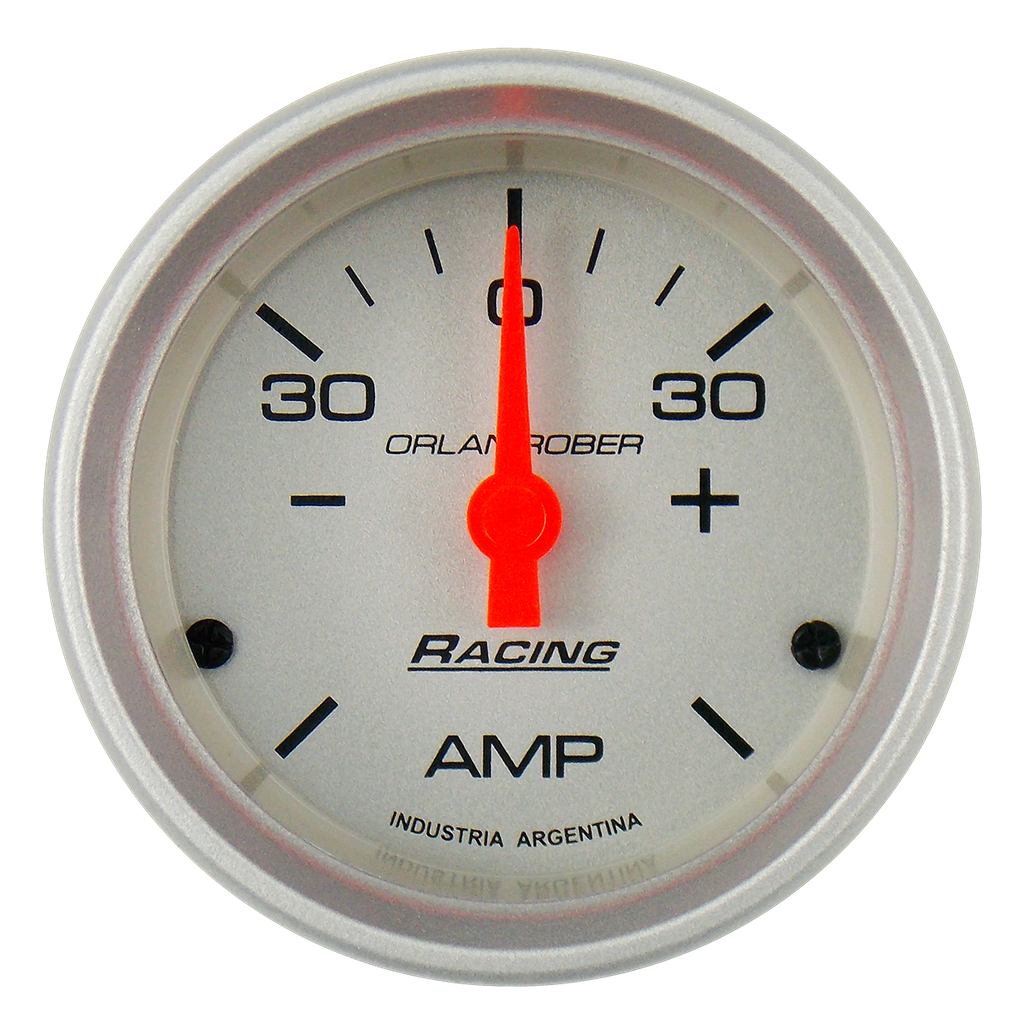 [341 P 30] Amperímetro Racing Plata Ø52mm -30 / +30