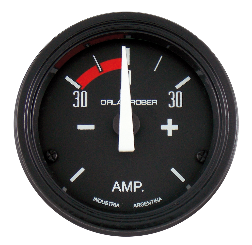 Amperímetro Classic Negro Ø52mm -30 / +30