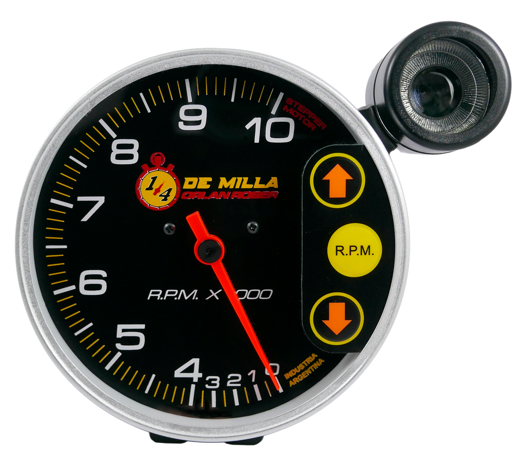 Tacómetro Ø125. Comp. Negro 10K 1/4 milla. Escala red. c/spark cut.