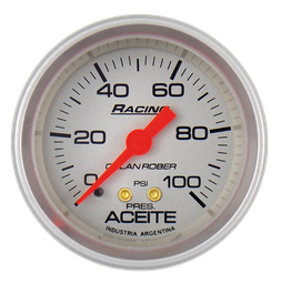 [315 P 100] Manómetro de aceite mec. Racing Plata Ø52 100 psi