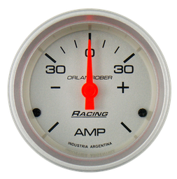 [341 P 30] Amperímetro Racing Plata Ø52mm -30 / +30