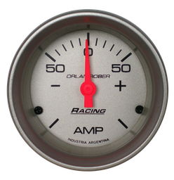 [341 P 50] Amperímetro Racing Plata Ø52mm -50 / +50
