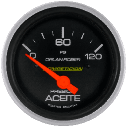 [816 N 120] Manómetro de aceite 12v Comp. Negro Ø60 120 Lbs