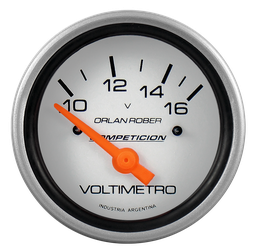 [824 P 12V] Voltímetro 12v Comp. Plata Ø60mm 10-16v