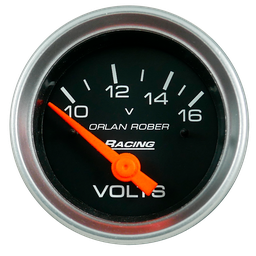 [324 N 12V] Voltímetro 12v Racing Negro Ø52mm 10-16v