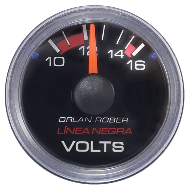 Voltímetro 12v. Ø40 mm. Línea Negra