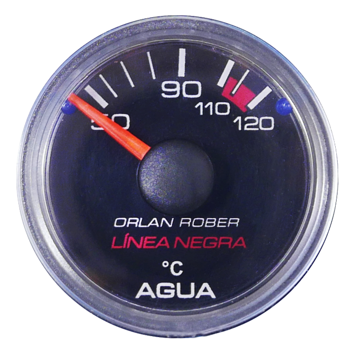 Termómetro para agua 12v. Ø40 mm. Línea Negra.