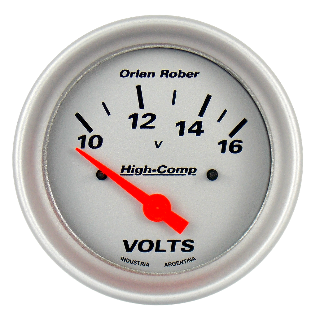[1024 P 12V] Voltímetro 12v High-Comp Plata Ø66mm 10-16v