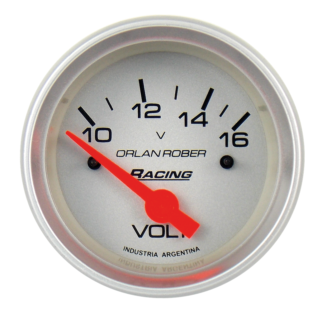 [324 P 12V] Voltímetro 12v Racing Plata Ø52mm 10-16v