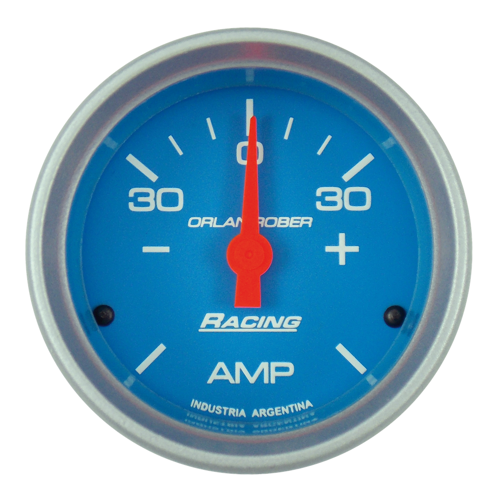 Amperímetro Racing Celeste Ø52mm -30 / +30