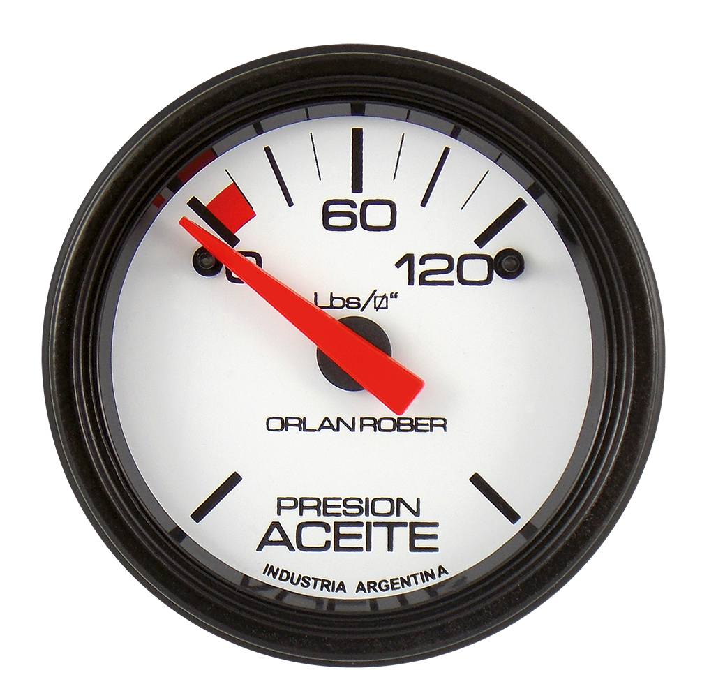 [416 H 120] Manómetro de aceite 12v  Blanco Ø52 80 Lbs