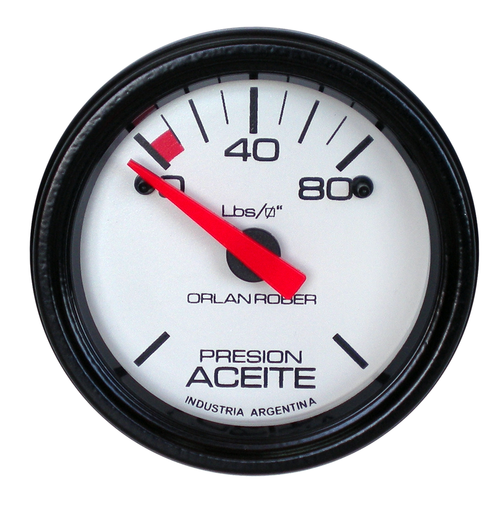 [416 H 80] Manómetro de aceite 12v  Blanco Ø52 120 Lbs