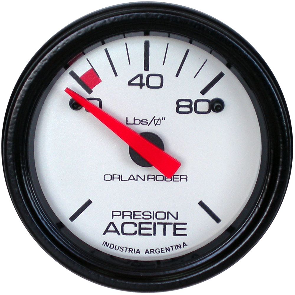 [418 H 80] Manómetro de aceite 24v  Blanco Ø52 120 Lbs