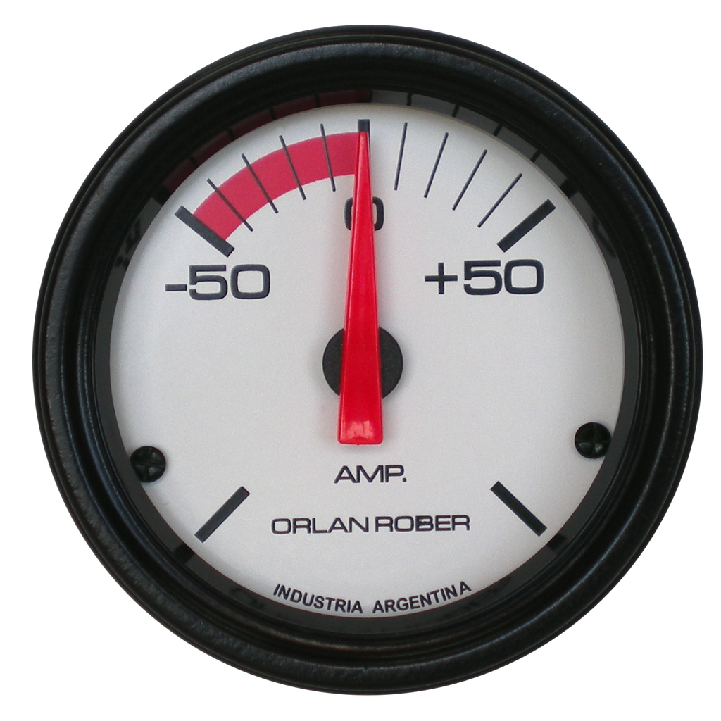 [441 H 50] Amperímetro  Blanco Ø52mm -50 / +50