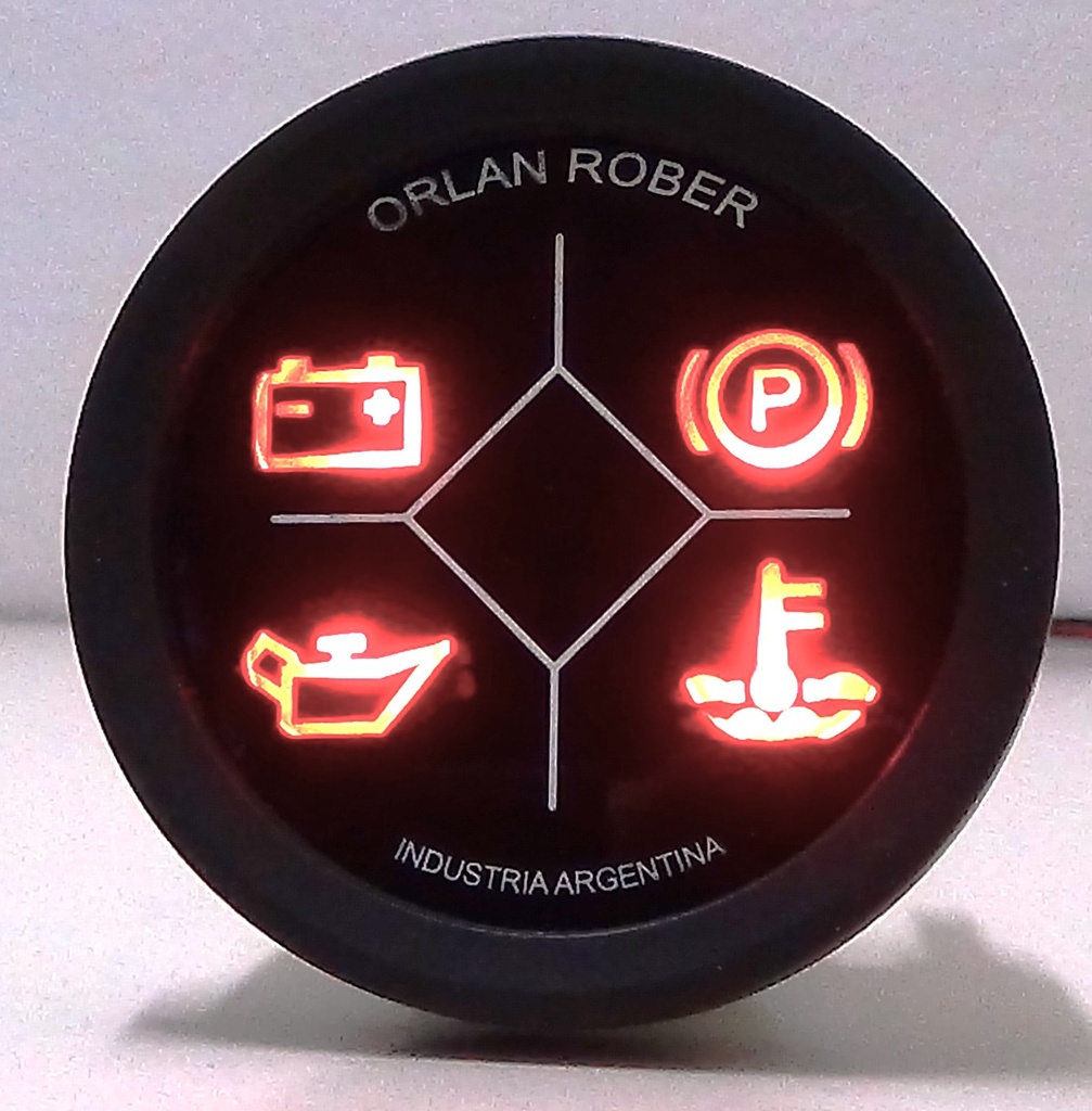 Indicador led 12v batería, freno, aceite y temp.