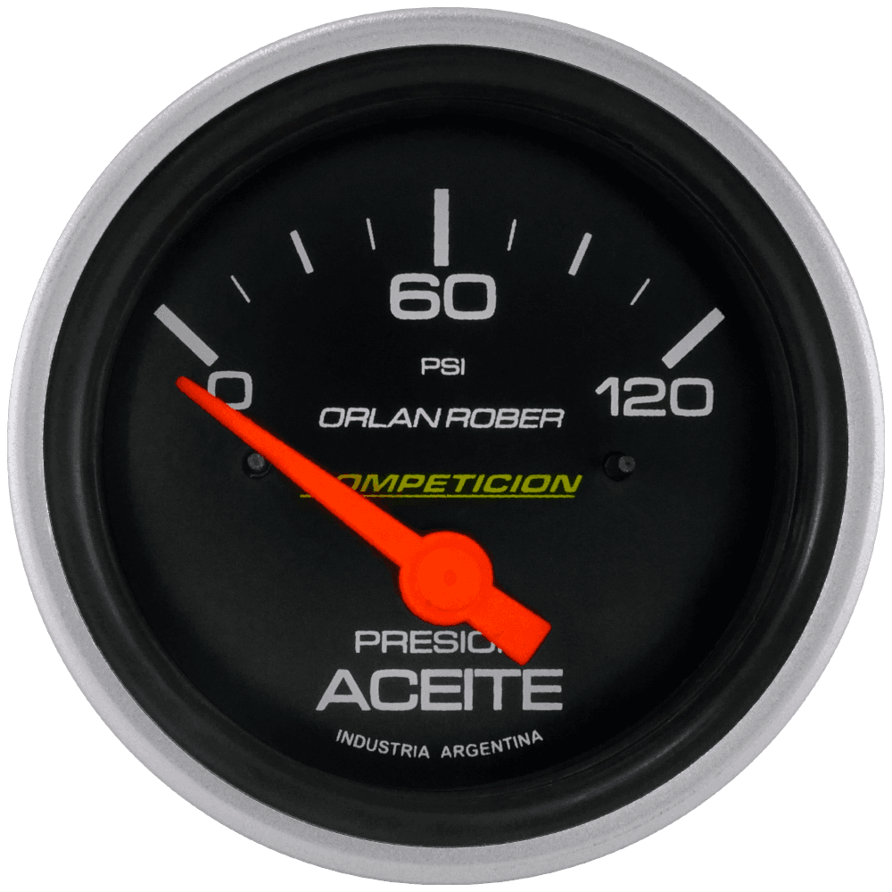 [816 N 120] Manómetro de aceite 12v Comp. Negro Ø60 120 Lbs