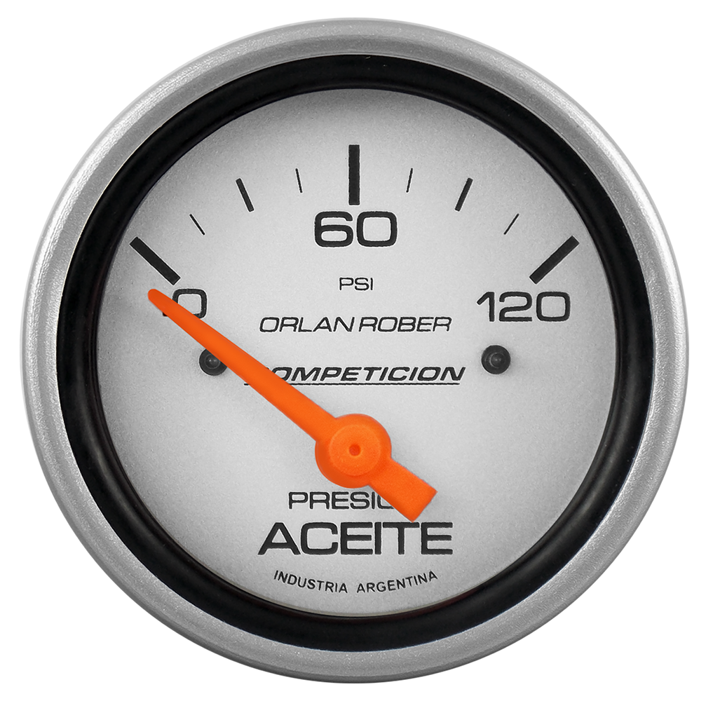 Manómetro de aceite 12v Comp. Plata Ø60 120 Lbs