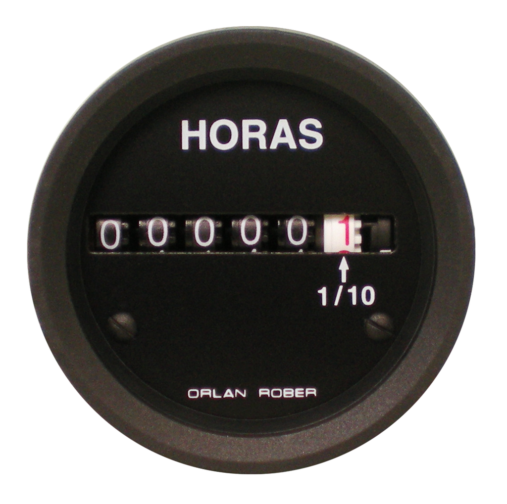 [H- 1224] Horímetro 12/24V Negro caja chapa