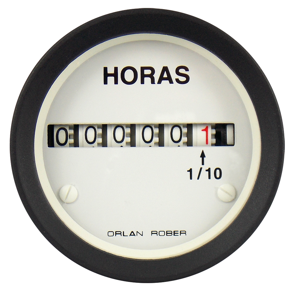 [H- 1224 B] Horímetro 12/24V Blanco caja chapa