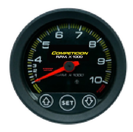 Tacómetro Ø80. Comp. Negro 10K 1/4 milla. Escala red.