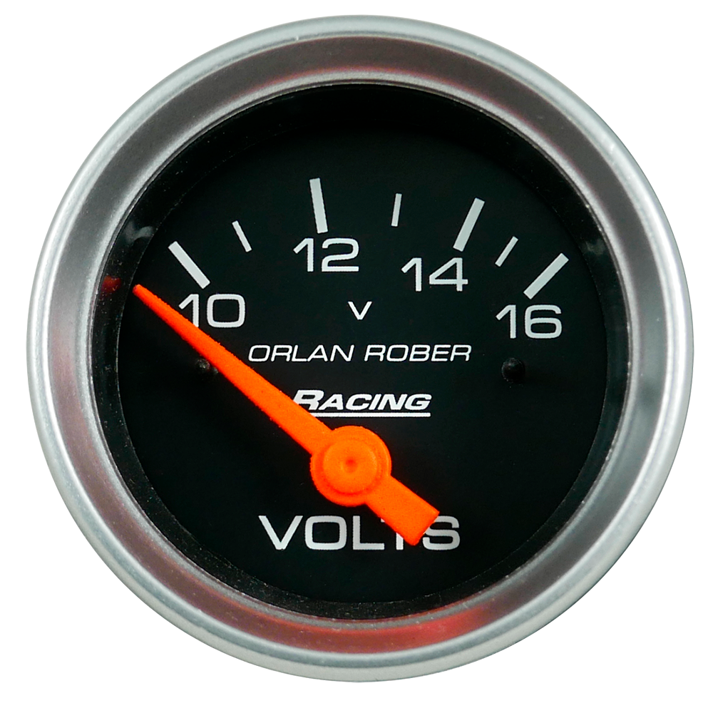 [324 N 12V] Voltímetro 12v Racing Negro Ø52mm 10-16v