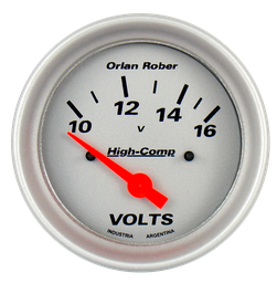 [1024 P 12V] Voltímetro 12v High-Comp Plata Ø66mm 10-16v