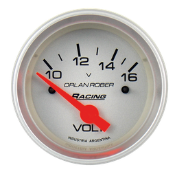 [324 P 12V] Voltímetro 12v Racing Plata Ø52mm 10-16v