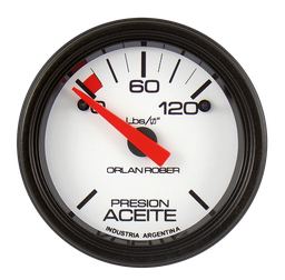 [416 H 120] Manómetro de aceite 12v  Blanco Ø52 80 Lbs