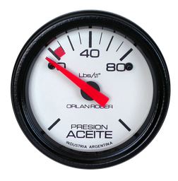 [416 H 80] Manómetro de aceite 12v  Blanco Ø52 120 Lbs