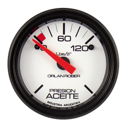 [418 H 120] Manómetro de aceite 24v  Blanco Ø52 80 Lbs