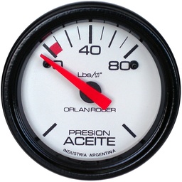 [418 H 80] Manómetro de aceite 24v  Blanco Ø52 120 Lbs