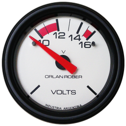 [424 H 12V] Voltímetro 12v  Blanco Ø52mm 10-16v