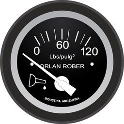 [H- 1429] Manómetro de aceite 12v. Ø52. Rango: 0 - 120 Lbs/p2. 
